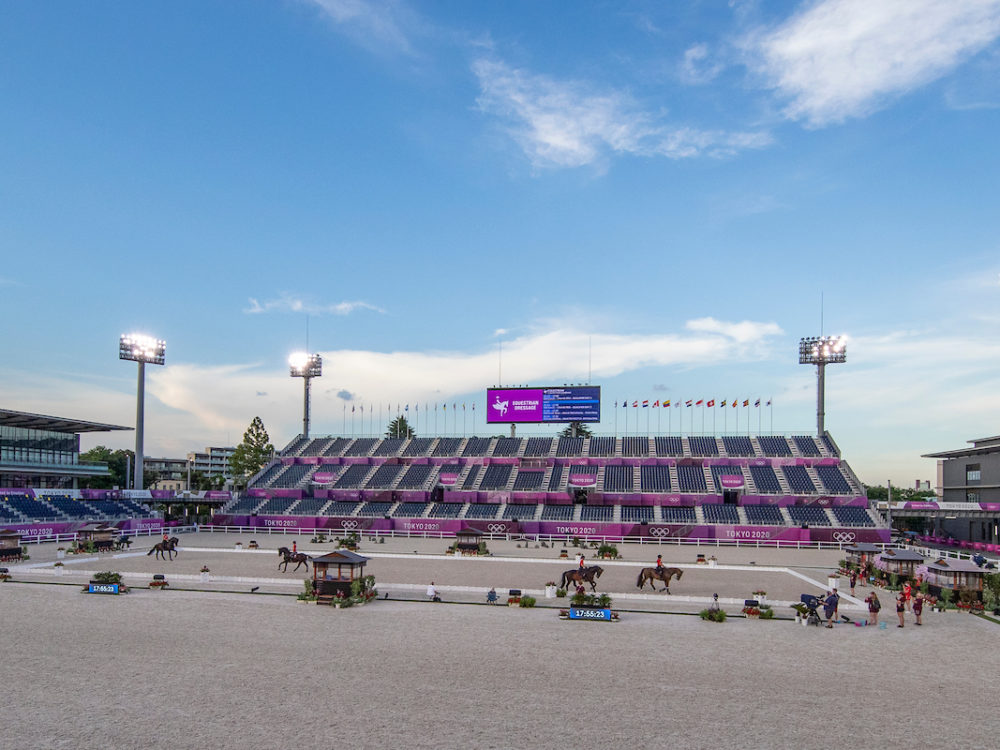 Das Olympia Dressurparkett Ist Bereitet Stadiontraining Nummer Eins